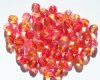 50 6mm Faceted Tri Tone Crystal, Orange, & Cherry AB Beads